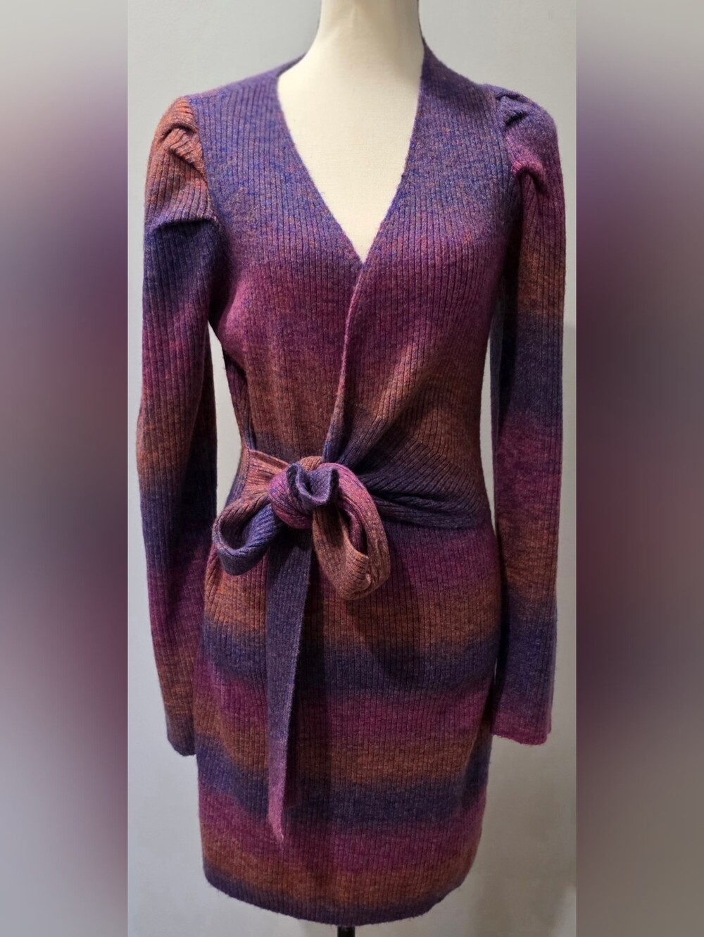 Adelyn Rae Maia Ombré Knit Wrap Sweater Dress Orchid • Size M